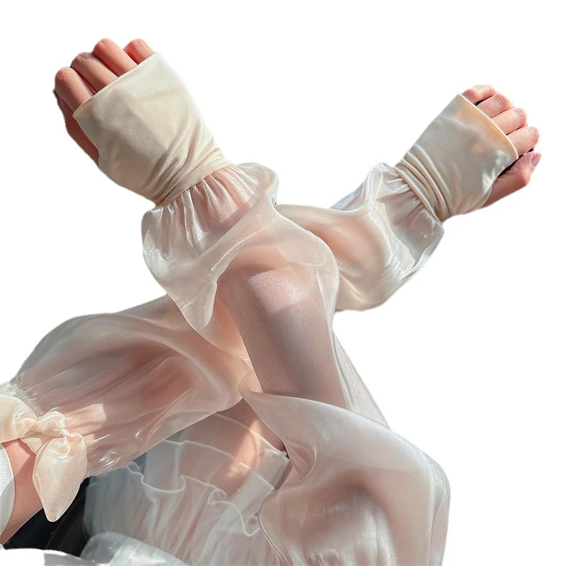 Женские летние защитные перчатки из вискозы с защитой от солнца складки рукава