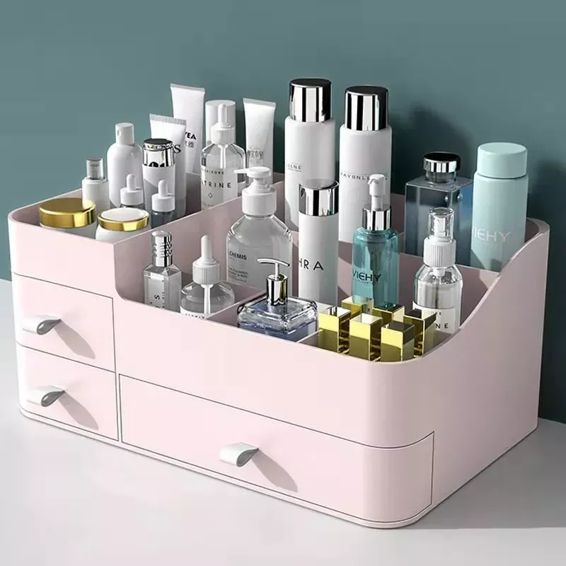 

NEW2023 Large Capacity Drawer Make Up Organizer Bathroom Makeup Storage Box Women Skin Care Dressing Table Cosmetic Lipstick Bea