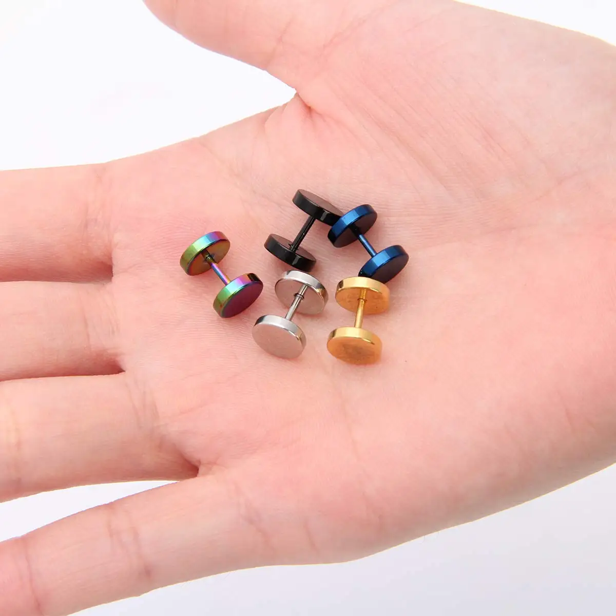 1/5 пар круглые серьги-гвоздики Huggie из нержавеющей стали в стиле хип-хоп и панк с