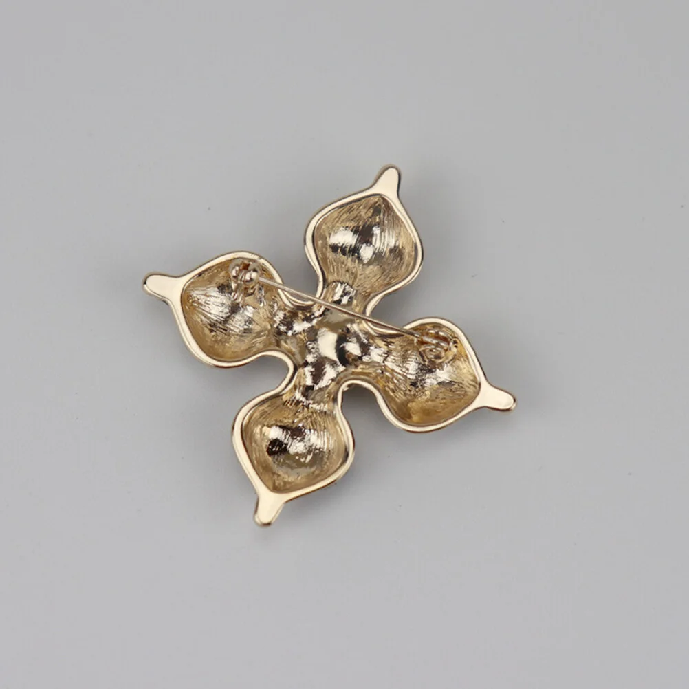 1Pc Cross Shaped Brooch Elegant Brooch Pin Alloy Clip Scarf Buckle Dual Brooch Jewelry for Women Girls Ladies