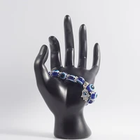blue evil eye bracelet hand of fatima greek turkish thousand eyes handmade palm pendant resins bead jewelry women elastic bangle