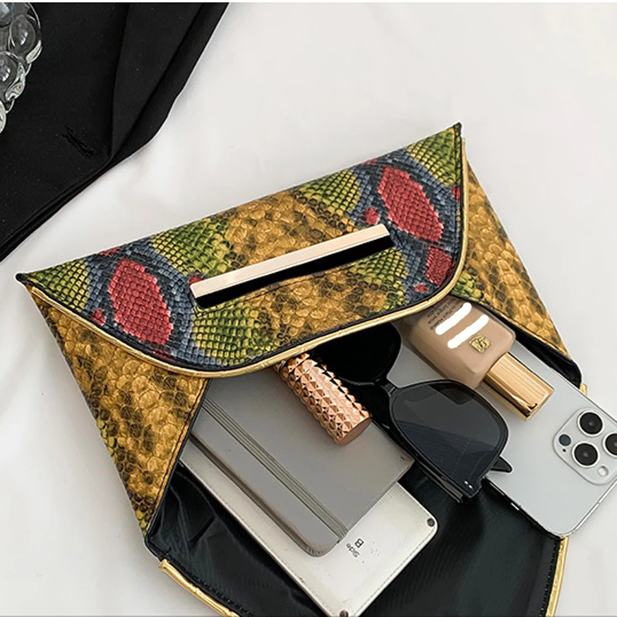 Модная женская сумка-конверт из искусственной кожи со змеиным узором аллигатора