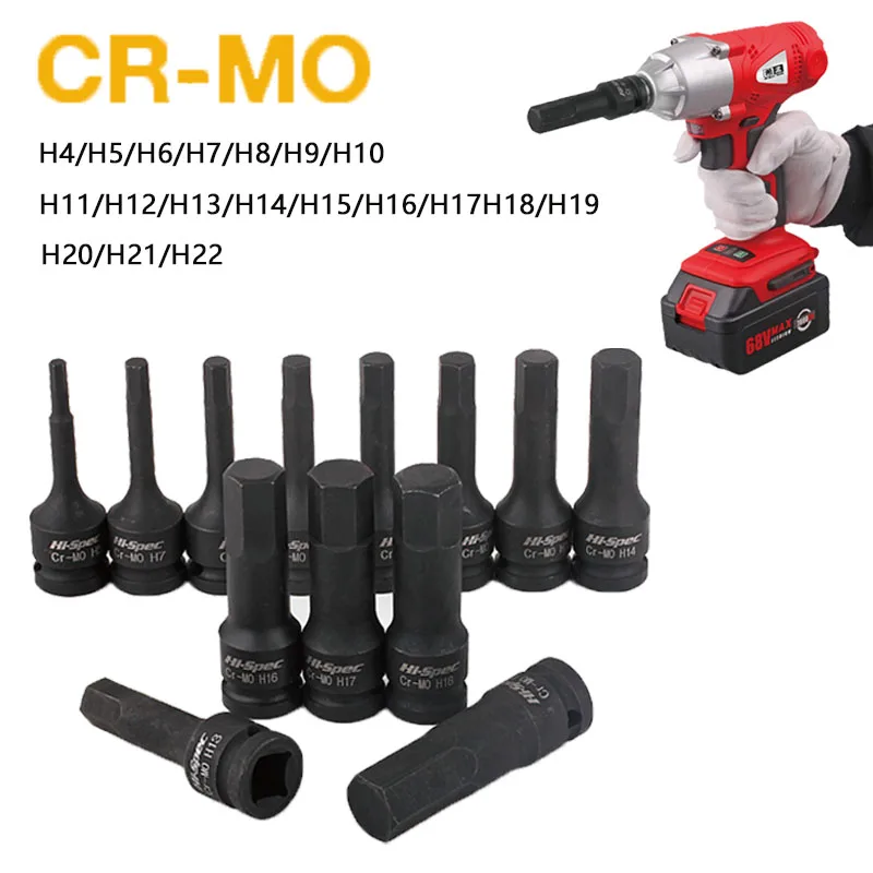 

8/10pcs 1/2” Pneumatic Wrench Hexagonal Drive Bits Kit
