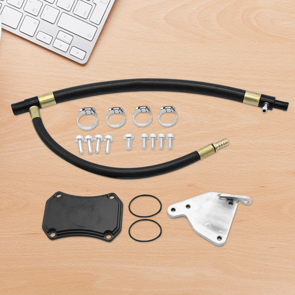 

Car EGR Removal Kit Car Accessories Gas Remove Kit Silver Black EGR Valve Cooler Repair Alloy for GMC Duramax 2011-2015 6.6L LML