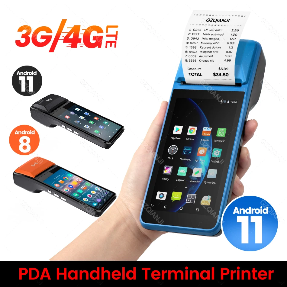 

Impressora Terminal PDA POS Wifi Handheld Android 8 11 58mm Thermal Ticket Receipt Bill Printer NFC Barcode Scanner All in One