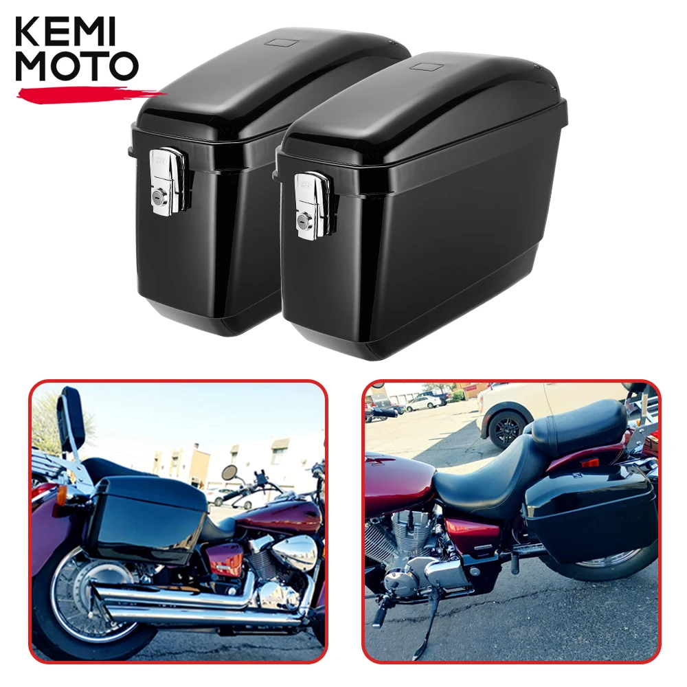 

KEMIMOTO New Universal Saddle Bags Side Boxs Luggage Tank Hard Case for Kawasaki for Honda for Yamaha for Suzuki w/LED Taillight