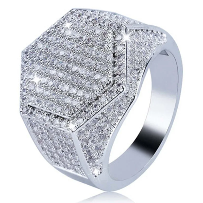 

New Luxury Trendy Gold/Silver Color Freemasonry Rings For Men White CZ Stone Inlay Punk Fashion Jewelry Party Gift Masonic Ring