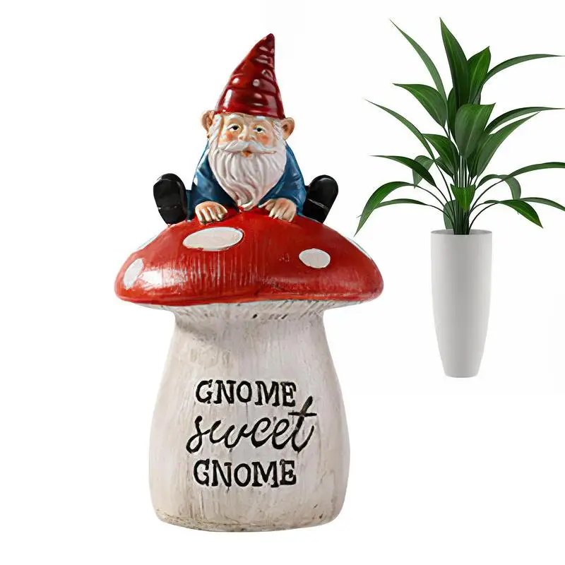 

Garden Gnome Statue Miniature Fairy Garden Gnomes Landscape Funny Gnome Figurine On Mushroom Perfect Gift Resin Material Add