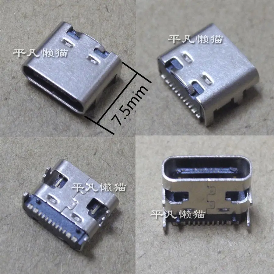 

Разъем USB Type - C USB3.1 mother, 12, 16 игл, 4 контакта, L = 7,5 мм, зарядный интерфейс, бесплатная доставка
