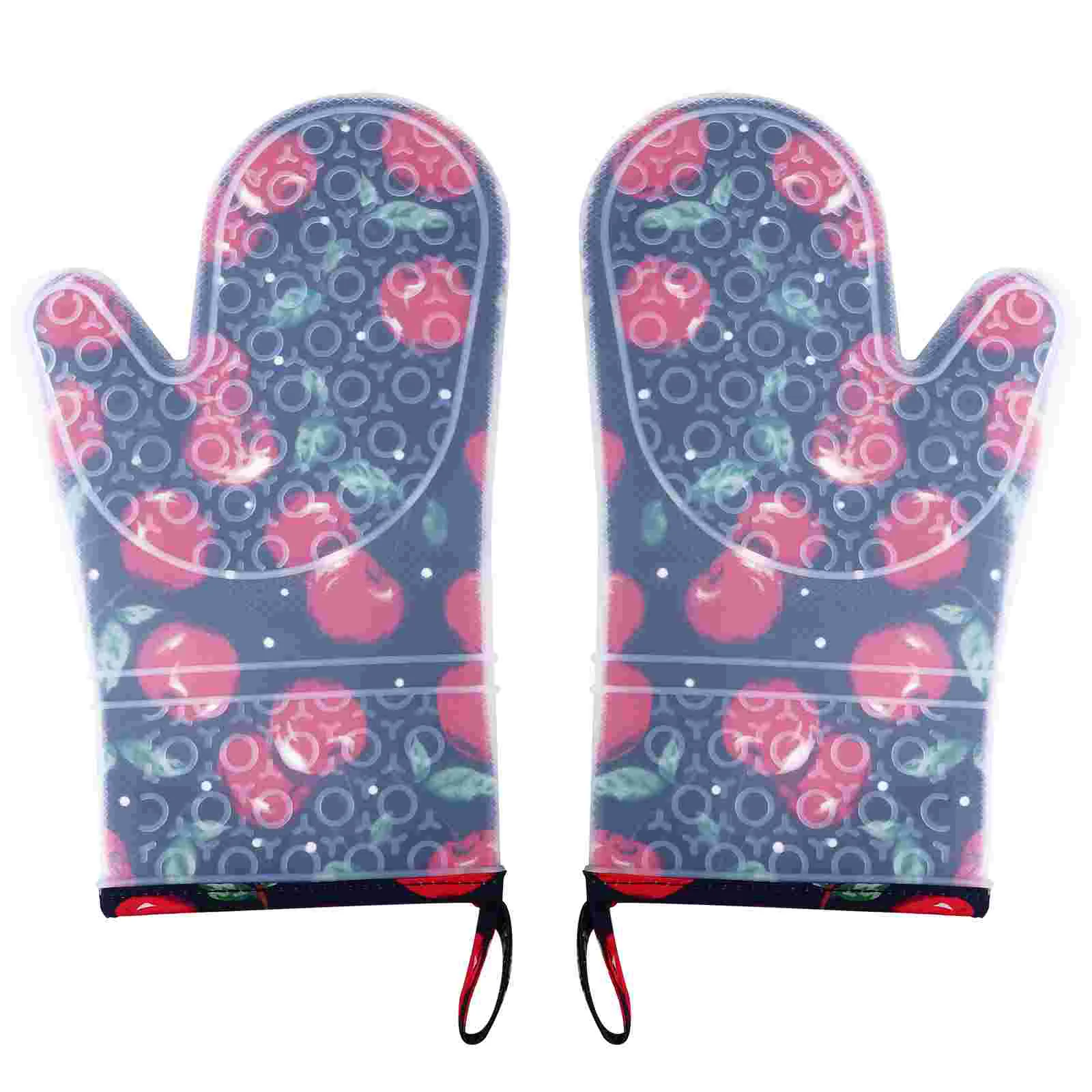 

Gloves Silicone Barbecue Oven Mitts Grill Christmas Grilling Printingfireplace Cooking Mitt Kitchen Potholders Proof Heat