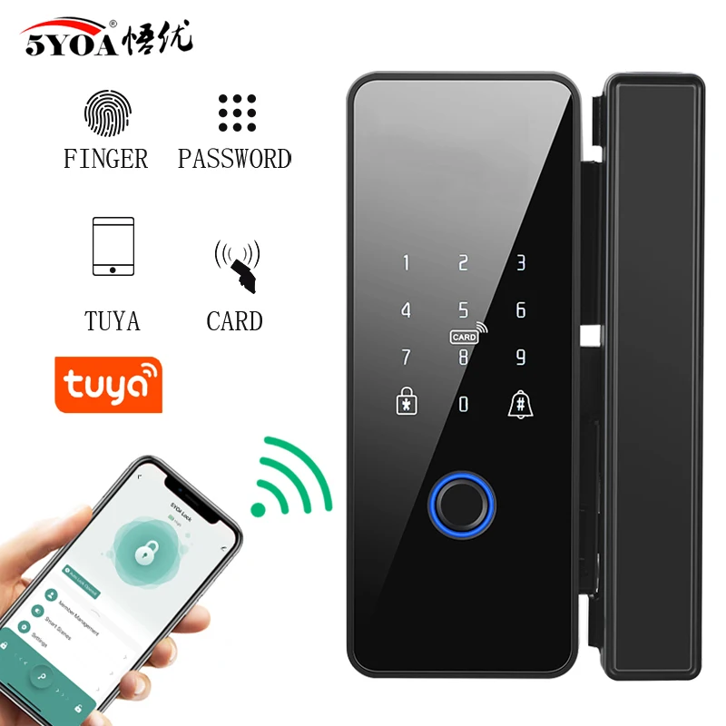 Дверной смарт-замок стеклянный 13 56 МГц со сканером отпечатков пальцев | Замок с