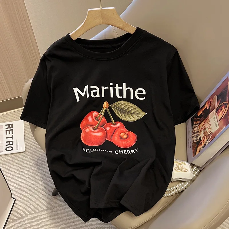 

Cartoon Letter Printed Cotton Maternity Tees Oversize Loose T Shirt Clothes for Pregnant Women Summer Casual Pregnancy Tops