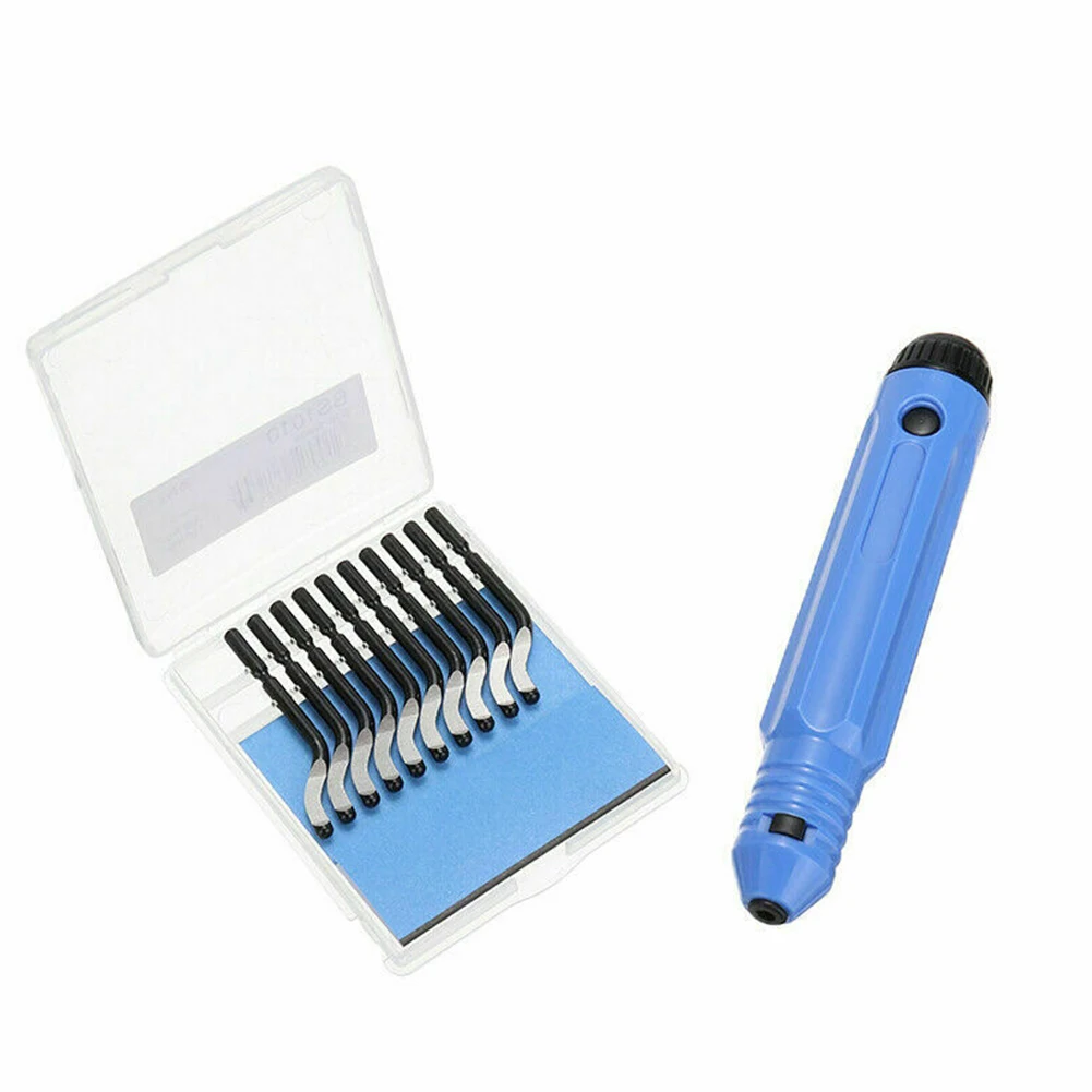 

1 Set Tools Fixed Handle Plastic Burr Pocket Knife NB1100 Scraper+10pc BS1010 Blades Trimming Neaten Deburring Head Cutter