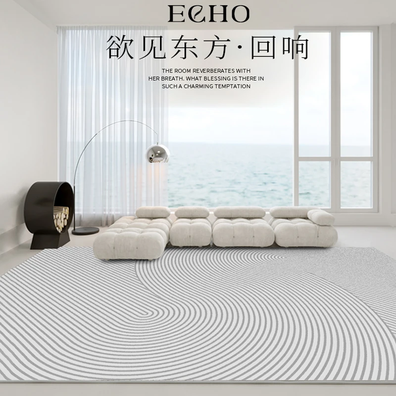 

Minimalist Solid Color Carpet Living Room Sofa Large Decorative Rug Bedroom Geometric Lines Polyester Thickened Furry Floor Mats