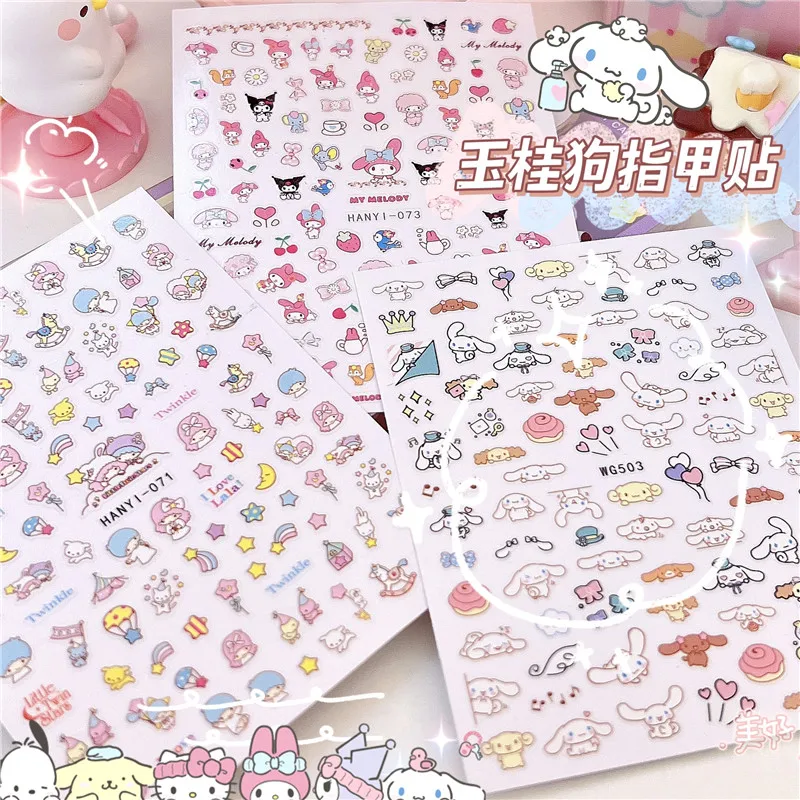 

Kawaii Kuromi Nail Stickers Cute My Melody Cinnamoroll Cartoon Anime Nail Stickers Toys for Girls Birthday Gifts
