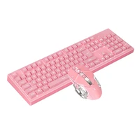 fashion lady beautiful women 2 4ghz wireless pink keyboard and mouse set for gamer notebook pc backlit 2400dpi wireless mouse