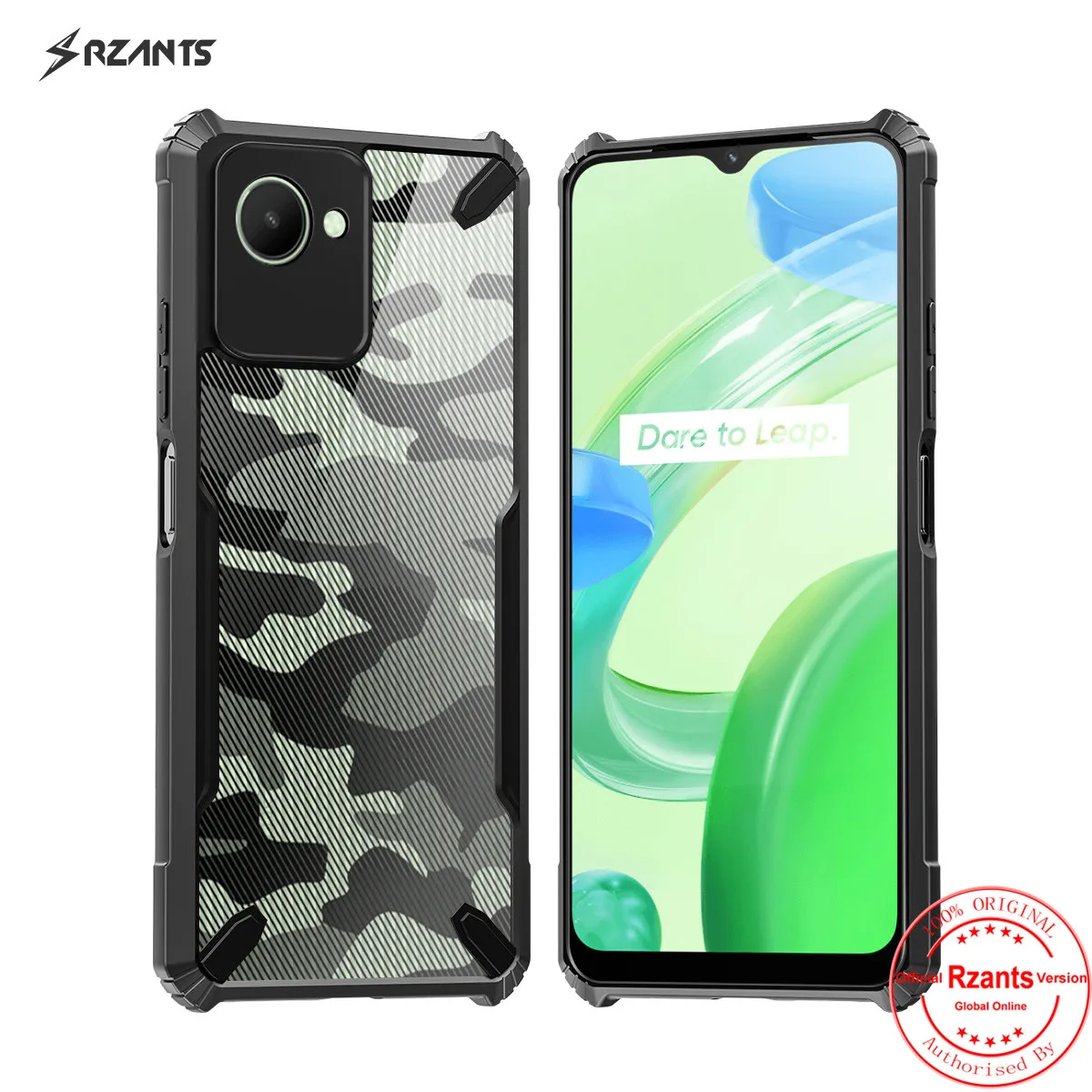 

Rzants For OPPO Realme C30 Case Hard [Camouflage Bull] Shockproof Slim Crystal Clear Cover Funda Thin Casing