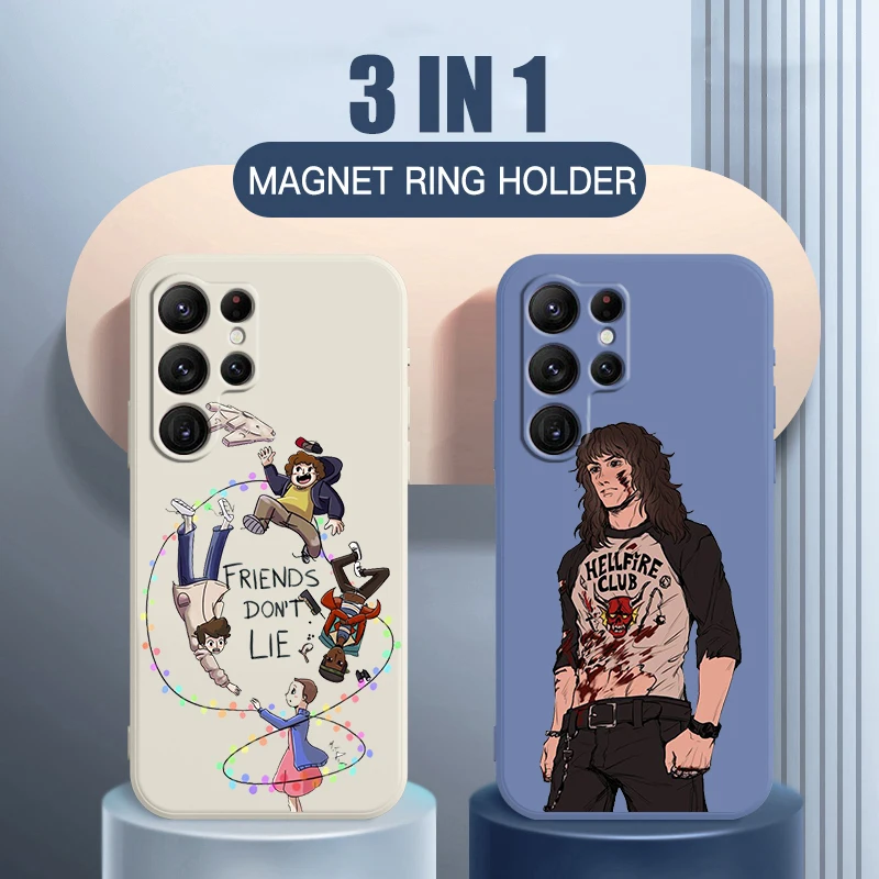 

Stranger Things Art Logo Phone Case For Samsung S22 S21 S20 FE S10 Note 20 10 Plus Lite Ultra 5G Funda Liquid Rope Cover