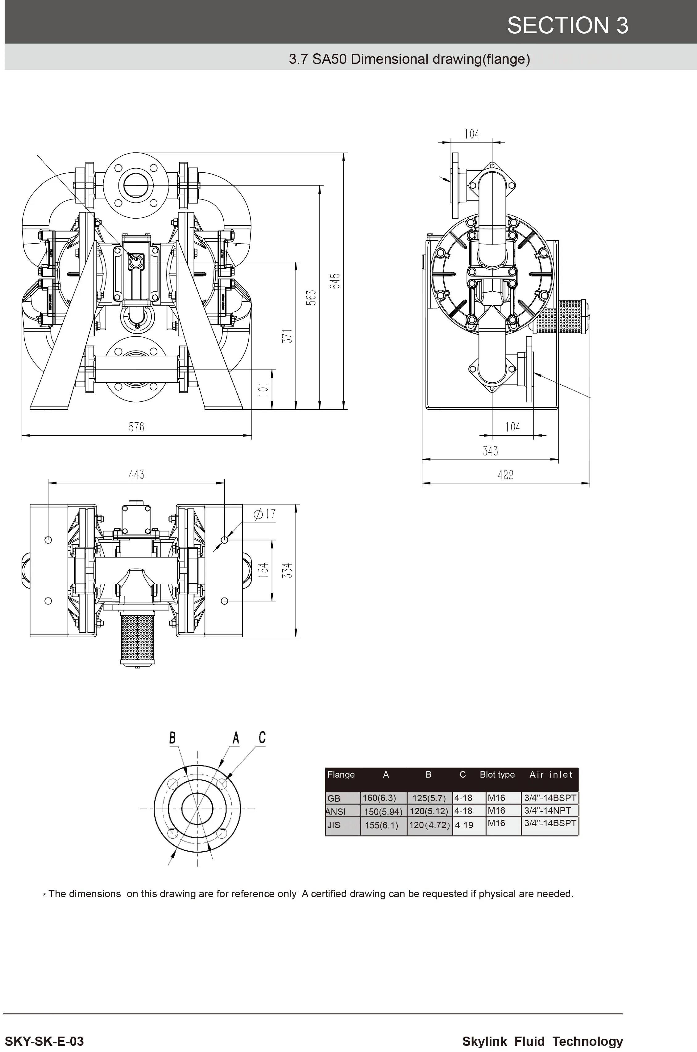 Skylink SA50 2-дюймовый металлический мембранный насос пневматический воздушный
