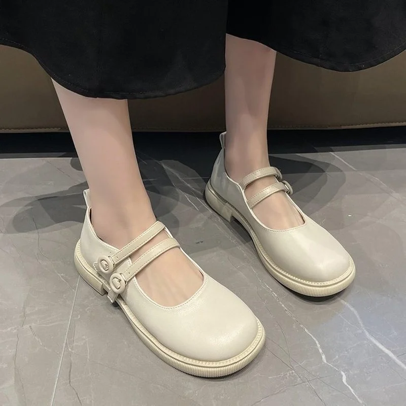 

Маленькие кожаные туфли, новинка 2022, женская обувь, женские туфли с квадратным носком, с закрытым носком, на плоской подошве, женские повседн...