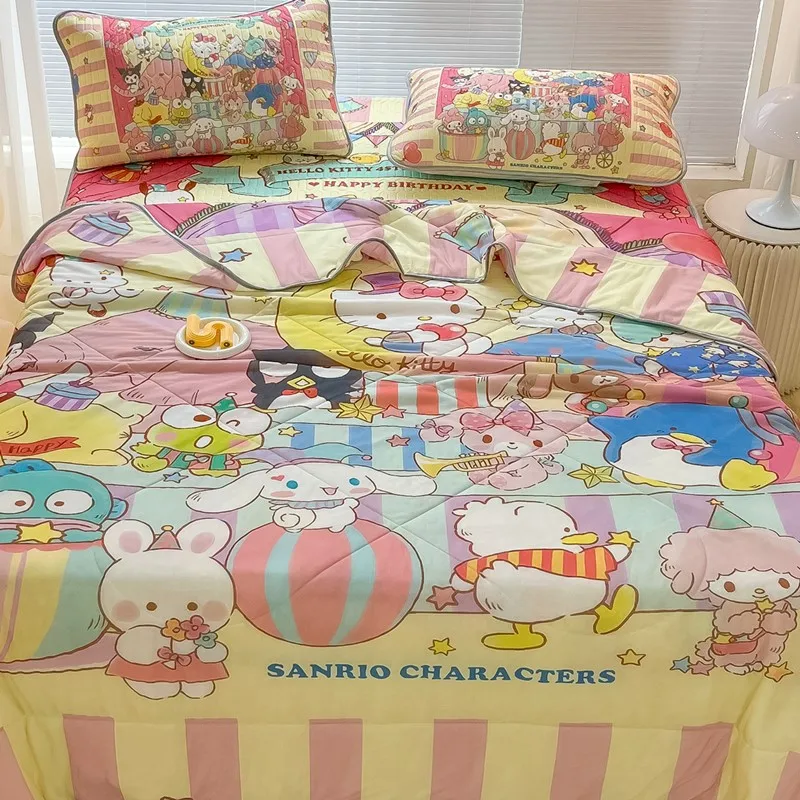 

Sanrio Cinnamoroll Kuromi Pachacco, летнее крутое одеяло, латексный коврик, наволочка, милое мультяшное женское сердце, мягкое удобное летнее Новое