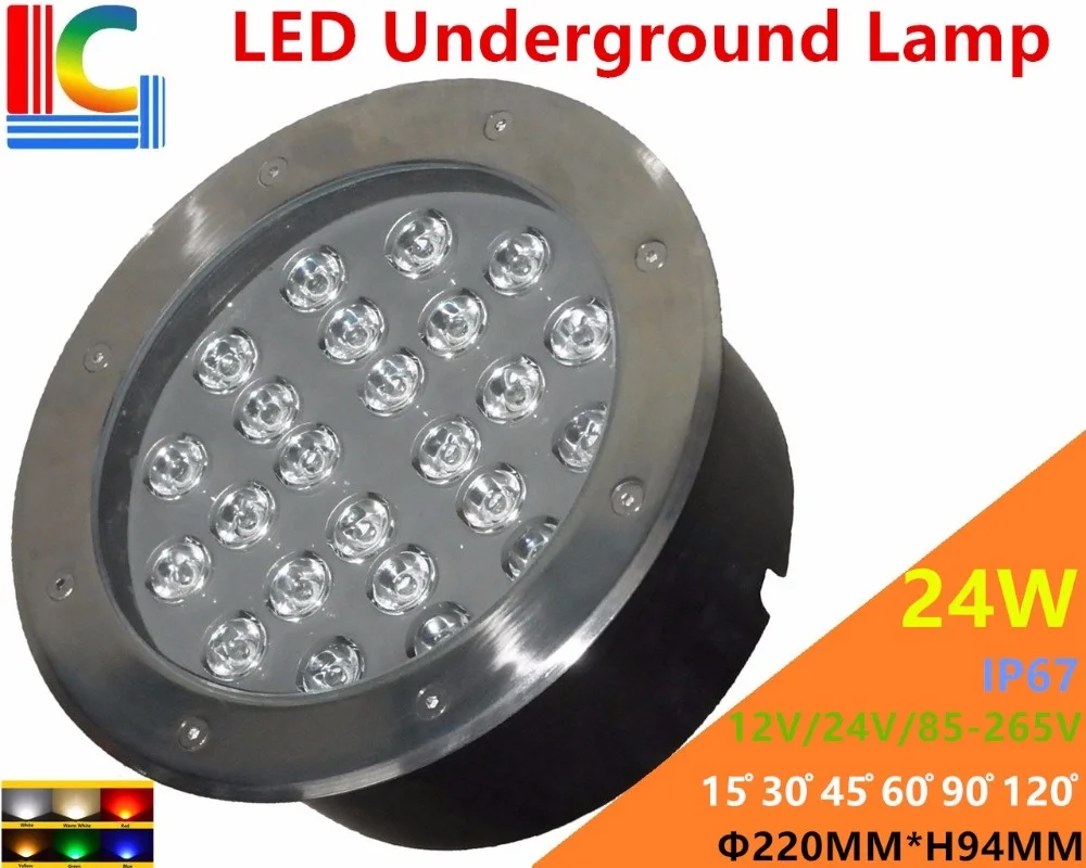 

24W LED Underground Lamps 12V 24V 110V 220V 85-265V Outdoor IP67 Waterproof Buried lights DMX512 Color Garden Lighting CE