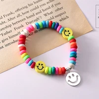 korean rainbow smiley face soft clay bracelet for women handmade elastic rope bead charm bracelet jewelry 2022 wholesale %d0%b1%d0%b8%d1%81%d0%b5%d1%80