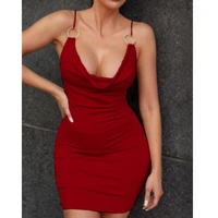 elegant backless sexy slip short mini dresses for women party club wine red black bodycon slip short dress summer woman clothes
