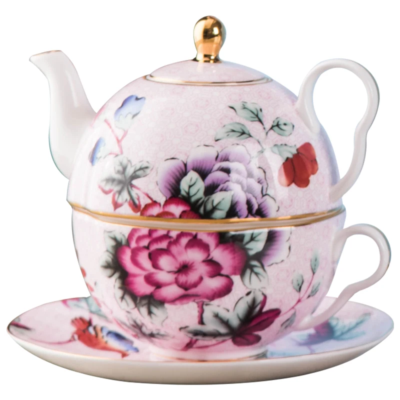 

English tea kettle Wedge afternoon tea set one-person teapot bone China coffee cup and saucer set