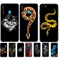 black tpu case for huawei honor 50 lite pro 20 10 10i 20s 30s 30 7a 7s 7c cover flower snakes