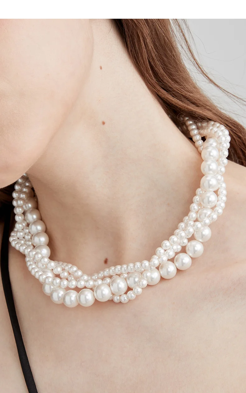 

Timeless Wonder Glam Hign End Layered Pearl Statement Necklace for Women Designer Jewelry Top Korean Ins Trendy Gift Party 5142