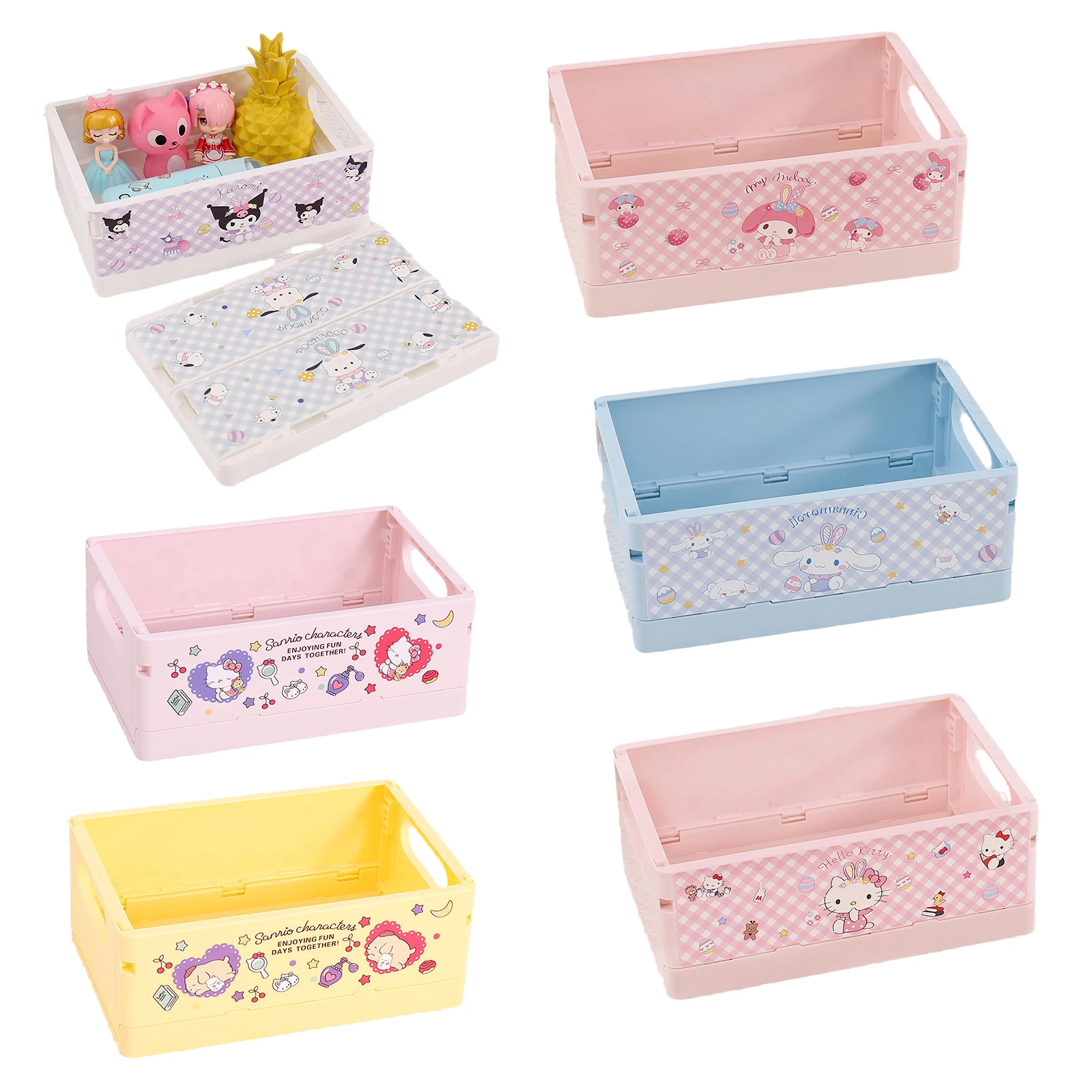 

Kawaii Sanrios Cinnamonroll Kuromi My Melody аниме мультфильм Рабочий стол складной косметический контейнер для девочек подарок