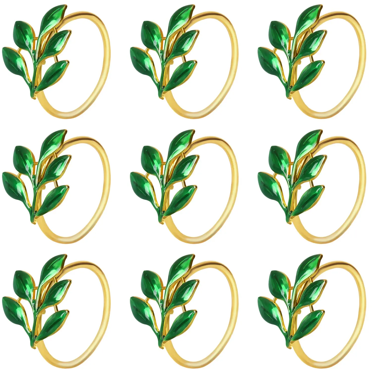 

12pcs Metal Olive Branch Napkin Ring For Hotel Dining Decoration Family Dining Thanksgiving Gift
