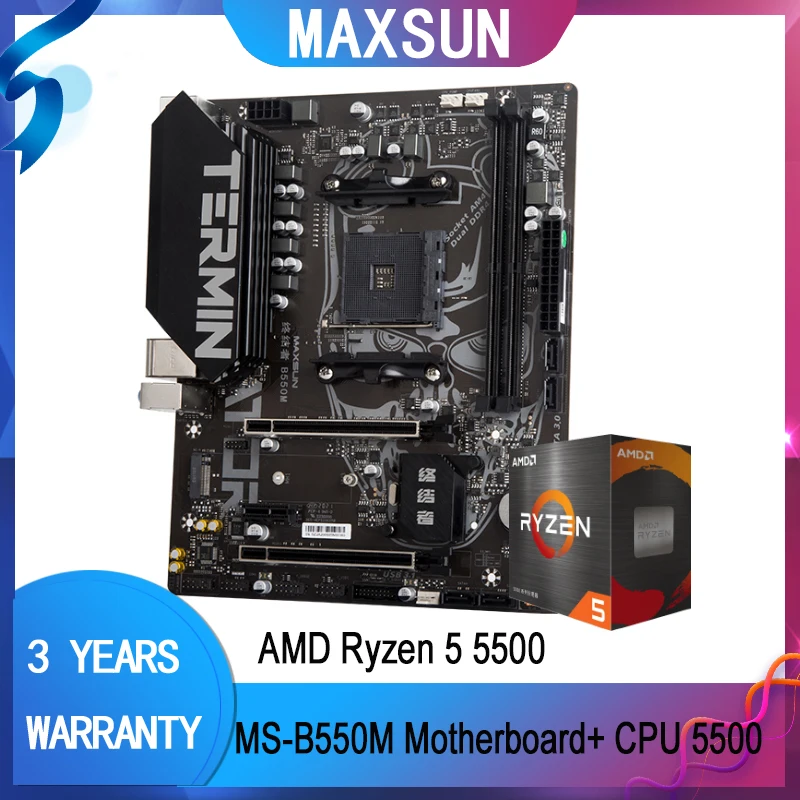 

MAXSUN AMD B550M Gaming Motherboard Set with Ryzen5 5500 CPU M.2 Nvme/Sata Stable Dual-channel DDR4 Memory for Desktop PC