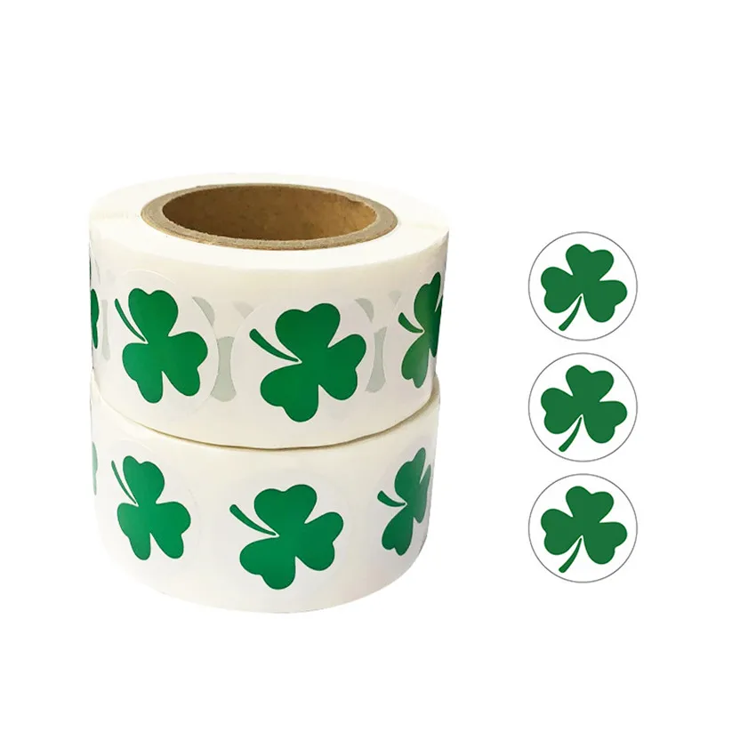 

500pcs/roll St. Patrick's Day Clover Stickers Shamrock Seal Labels Stickers Adhesive Label for Gift Decor and Stationery Sticker