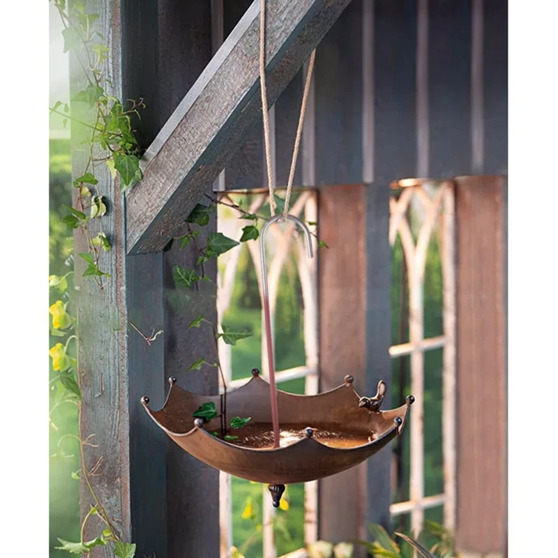 

Heavy Duty Hanging Bird Trough Durable Practical Wild Bird Bath Pond Drinker Metal Hummingbird Feeder Umbrella Shaped