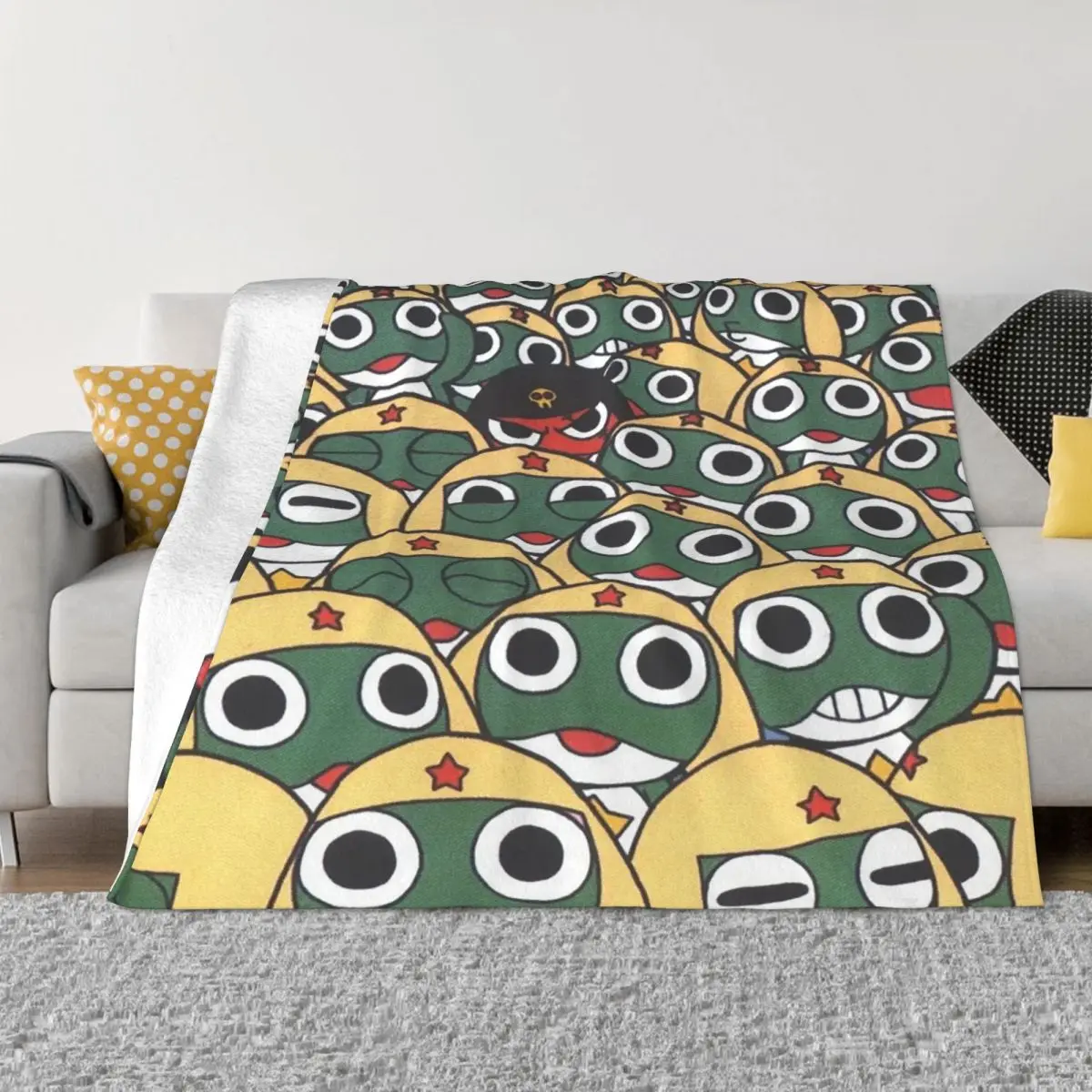 

Anime Keroro Plaid Blankets Sofa Cover Fleece Printed Cartoon Collage Lightweight Thin Throw Blankets for Sofa Bedroom Rug Piece