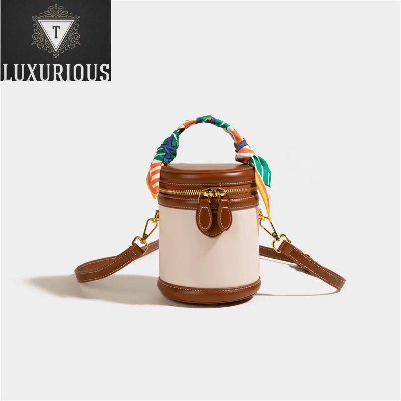 

Women's Crossbody Cowhide Leather Vintage Top Handle Handbags Ladies Shoulder Purse Bucket Bags Wife Gift