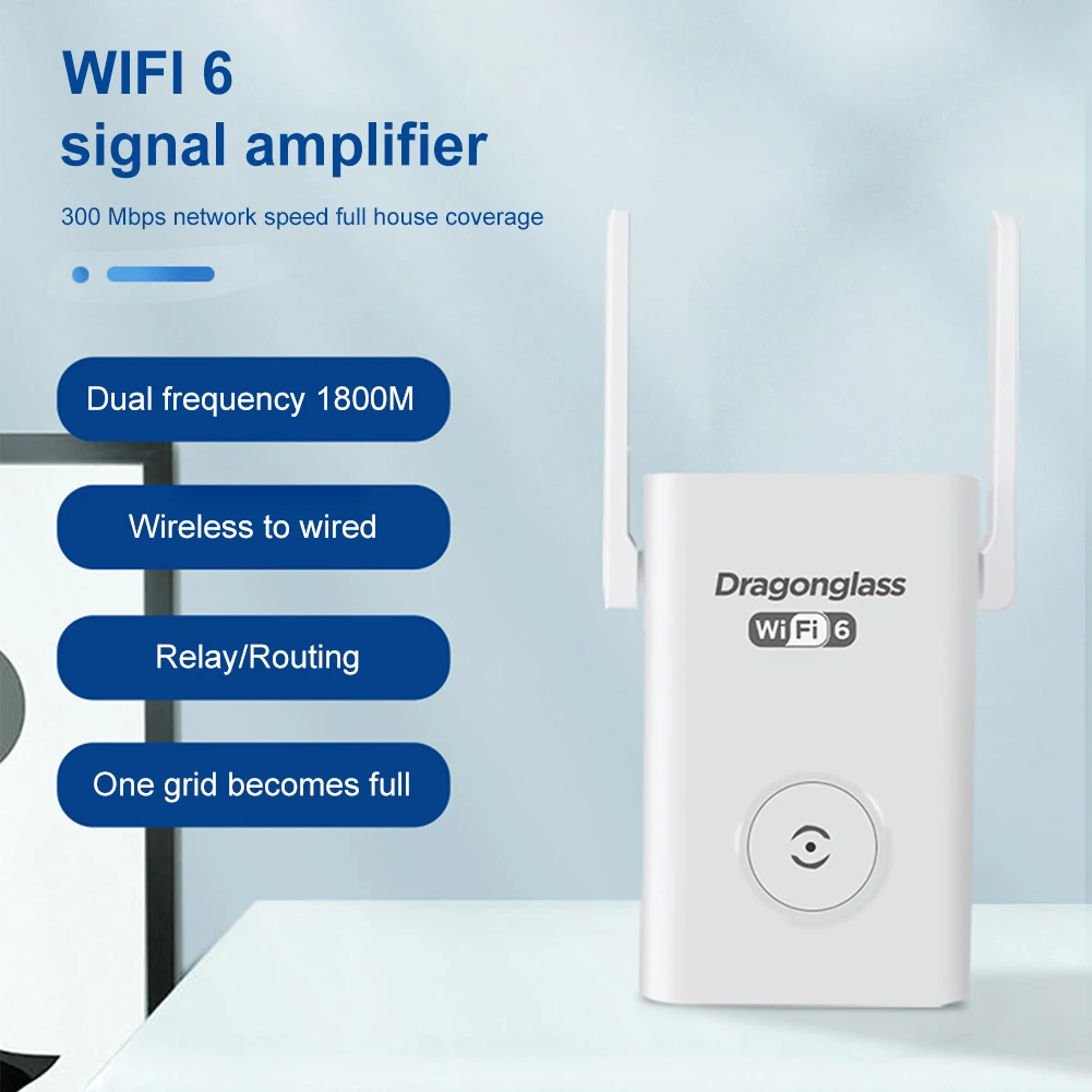 

WiFi Extender 1800Mbps Network Speed Wireless Routing Signal Amplifier Heat Dissipation Design for Notebook for Desktop Computer