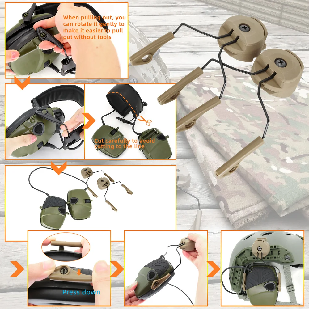 Tactical Headset Stand ARC OPS-CORE Helmet Rail Adapter for Howard Leight Impact Sport Airsoft Hunting Shooting Earmuffs
