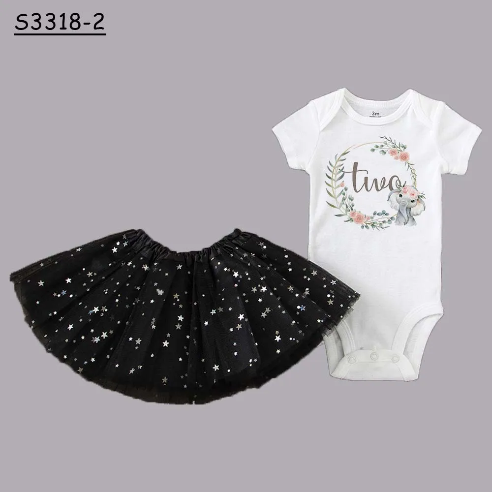 Платье-пачка 1-й и 2-й день рождения наряд для девочек новорожденных с коротким