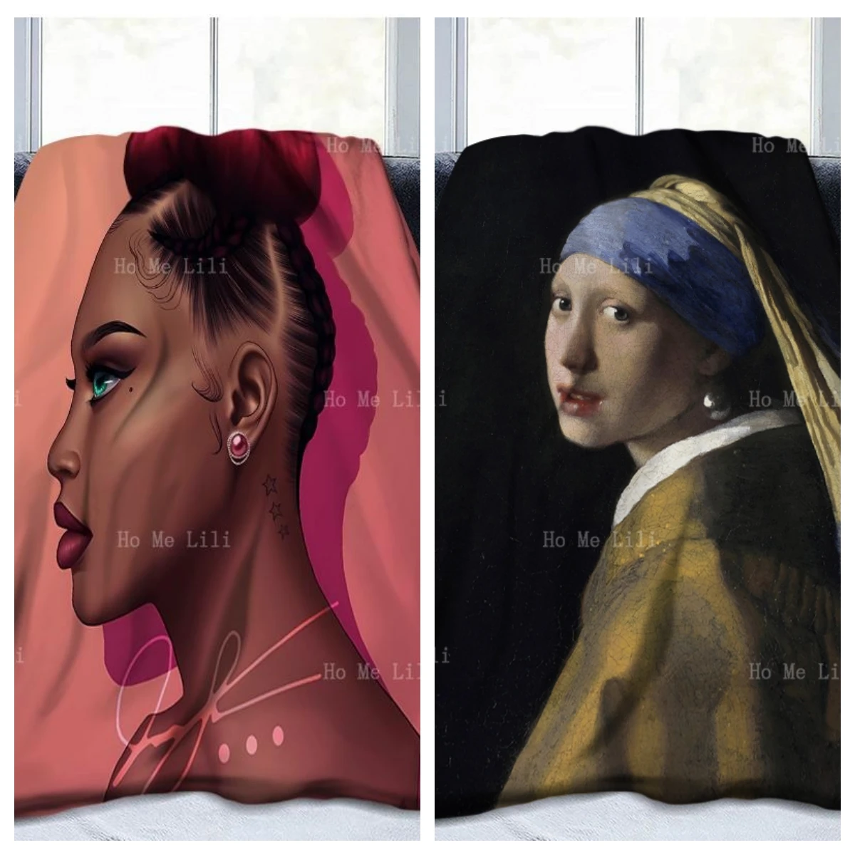 

Американская черная девушка искусство и девушка с жемчугом серьги персонализированное одеяло