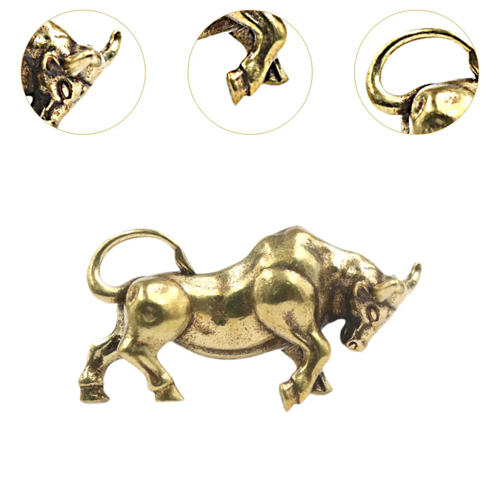 2шт латунный бык брелок кулон ремесла латунная статуя быка для чайного домика