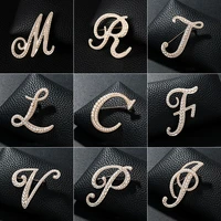 fashion pearl english letters brooches luxury jewelry coat lapel pins female cardigan scarf buckle gifts for women accessories