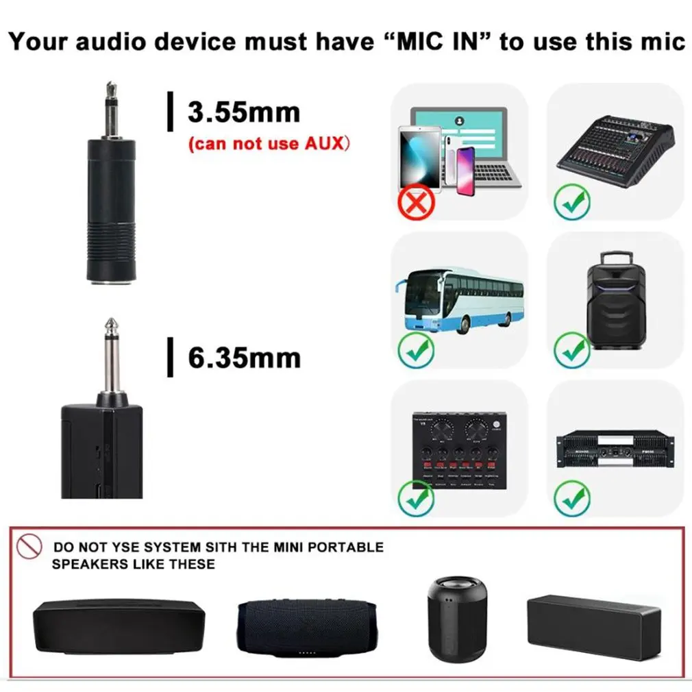 New 1 Pair Wireless Microphone System Kits USB Receiver Handheld Karaoke Microphone Home Party Smart TV Speaker Singing Mic images - 6