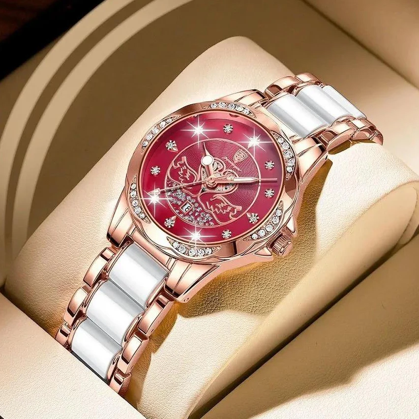 

POEDAGAR Women Watch Luxury Quartz Diamond Rose Gold Ceramics Steel Watches Waterproof Luminous Swiss Brand Ladies Wristwatches