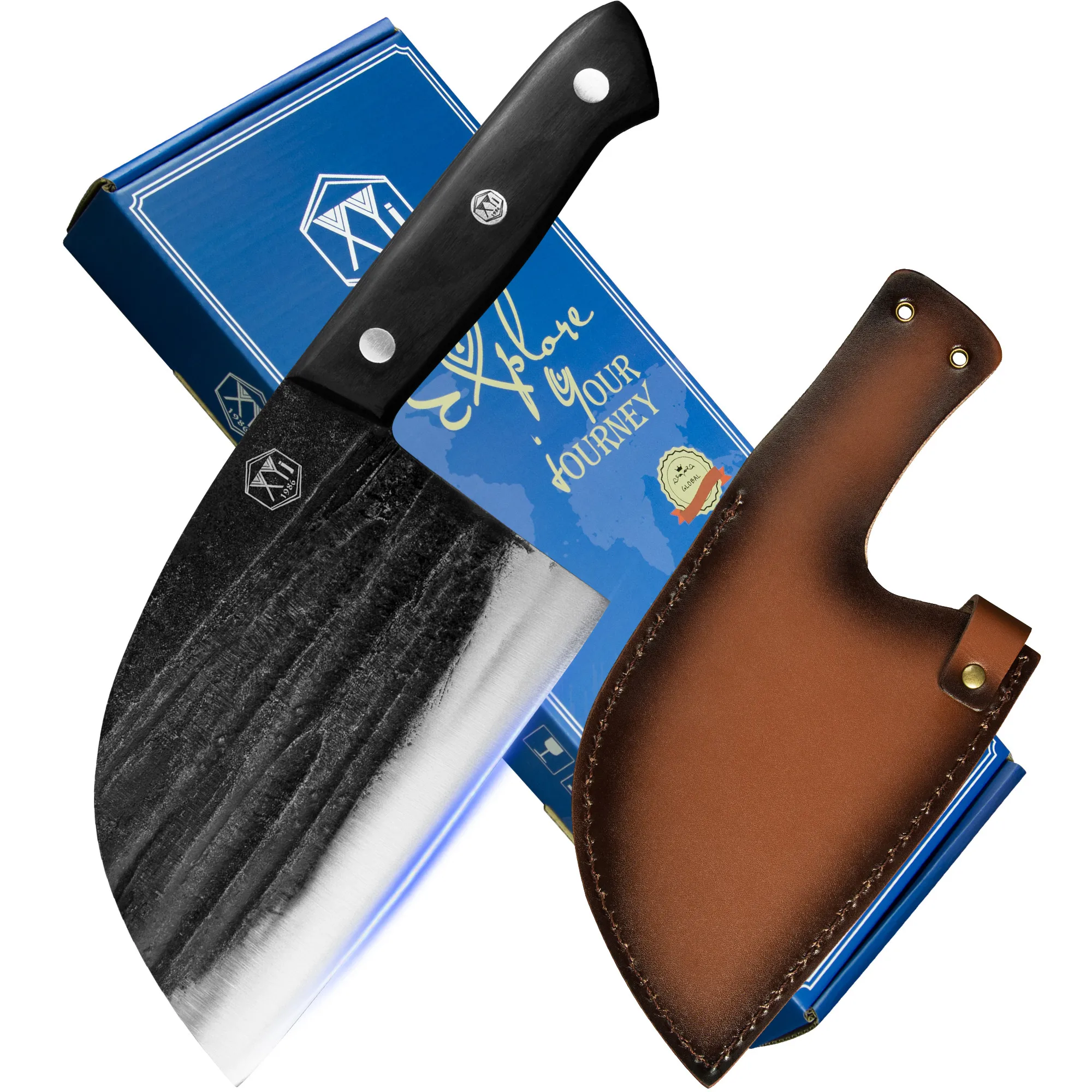 

Новый 6-дюймовый нож мясника с чехлом-футляром, кухонные ножи из нержавеющей стали, нож шеф-повара с широким лезвием, инструмент для резки мя...