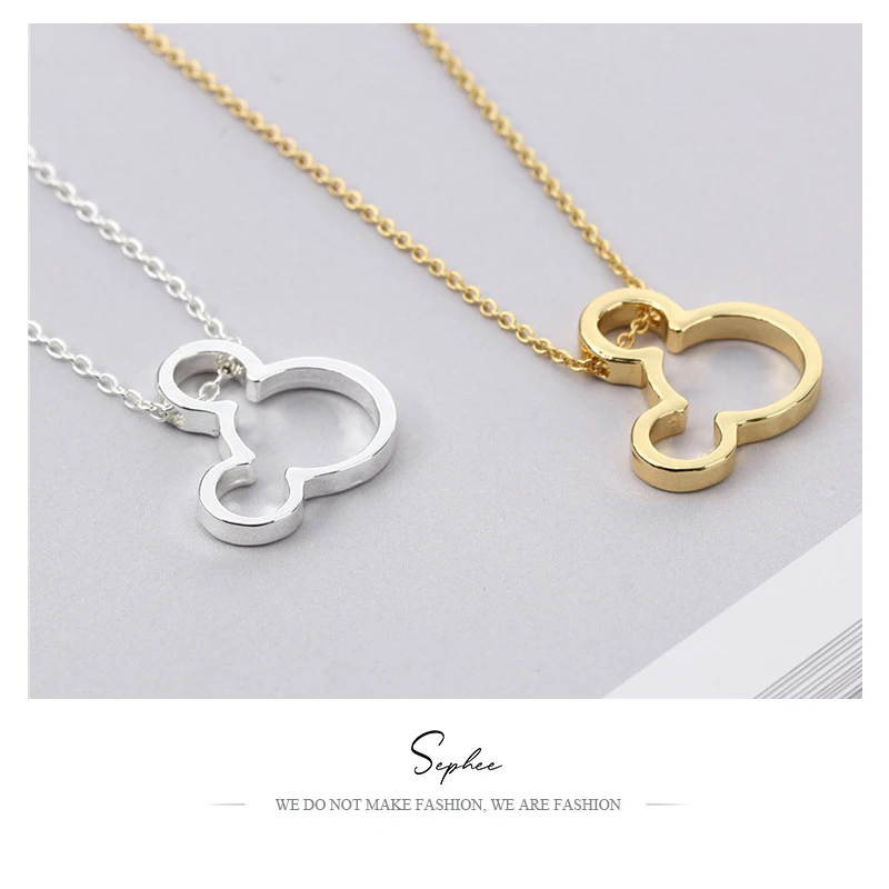 

Disney New Minnie Necklace Simple Female Hollow Out Mouse Pendant Mickey Mouse Necklace Gift for Daughter Girls Girlfriend