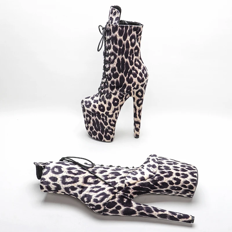 Leecabe  20CM/8inches Leopard Pole dance shoes High Heels Pole Dance boot