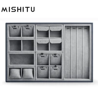 mishitu dark grey microfiber jewelry organizer tray for earrings ring storage detachable jewelry display tray multi function